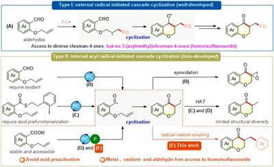 Redox-neutral and metal-free synthesis of 3-(arylmethyl)chroman-4-ones via visible-light-driven alkene acylarylation